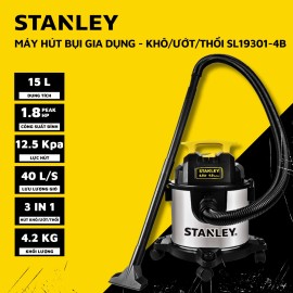 MÁY HÚT BỤI GIA DỤNG 3 CHỨC NĂNG 15L STANLEY SL19301-4B (1.8 peak HP)